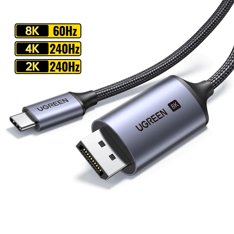 UGREEN USB-C naar 8K DisplayPort 1.4 Kabel – Thunderbolt 3/4 Compatible
