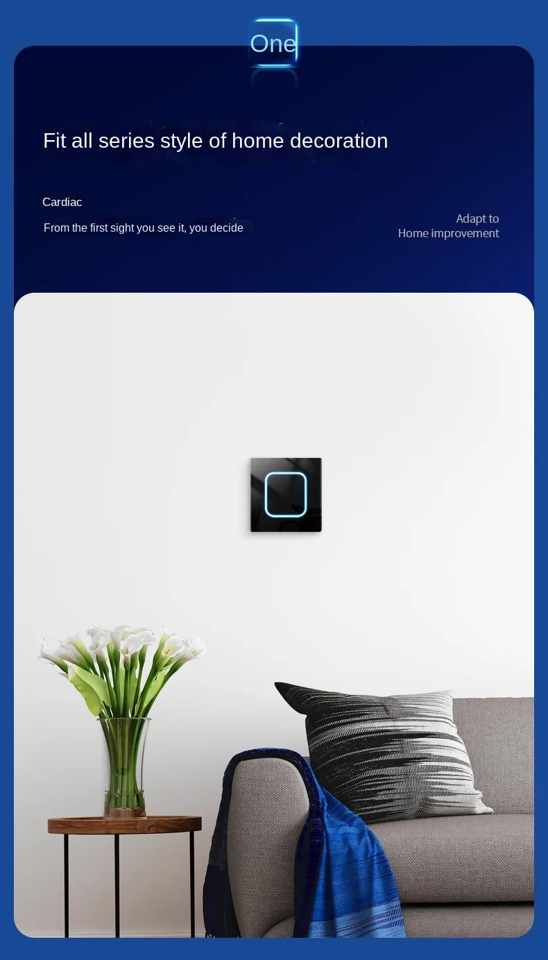 Depo Guye Glazen Lichtschakelaar – 1/2/3/4-Gang Touchpaneel met LED-indicator (110–250V)