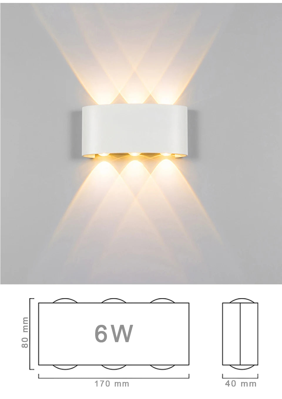 Up and Down LED Wall Lamp Waterproof IP65 Aluminium Interior Wall Light For Bedroom Living Room Corridor Indoor Outdoor Lighting