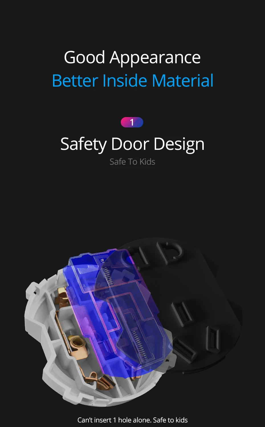 Wallpad zwart glazen schakelaar met ronde blauwe LED & stopcontact