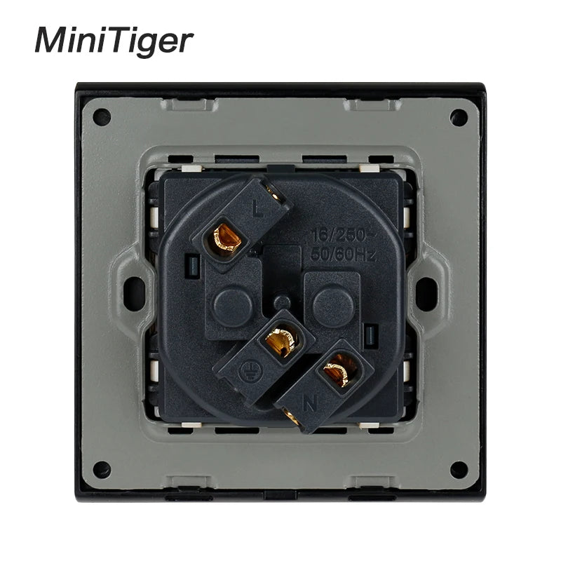 Minitiger 16A Luxe EU Stopcontact – Gouden Retro Design met Zinklegering Paneel (110-250V)