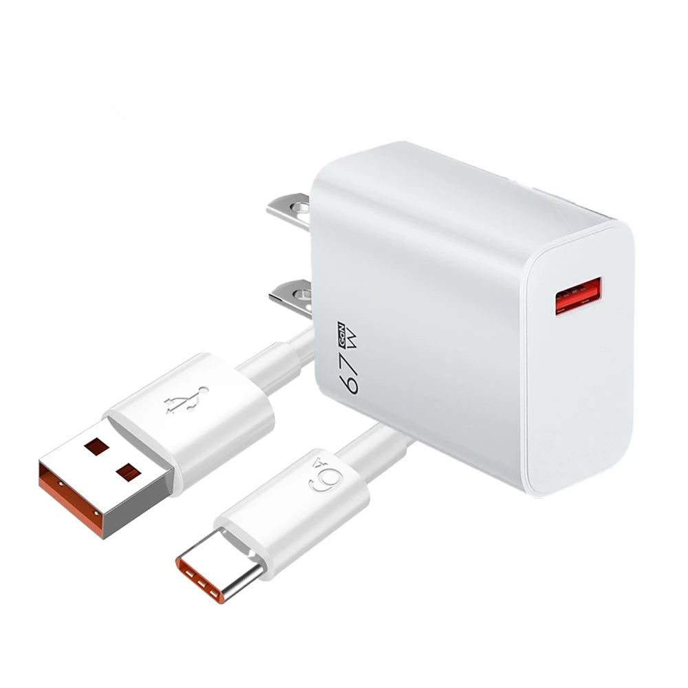 67W USB Fast Charger met 6A Type-C Kabel – Xiaomi, POCO & Redmi