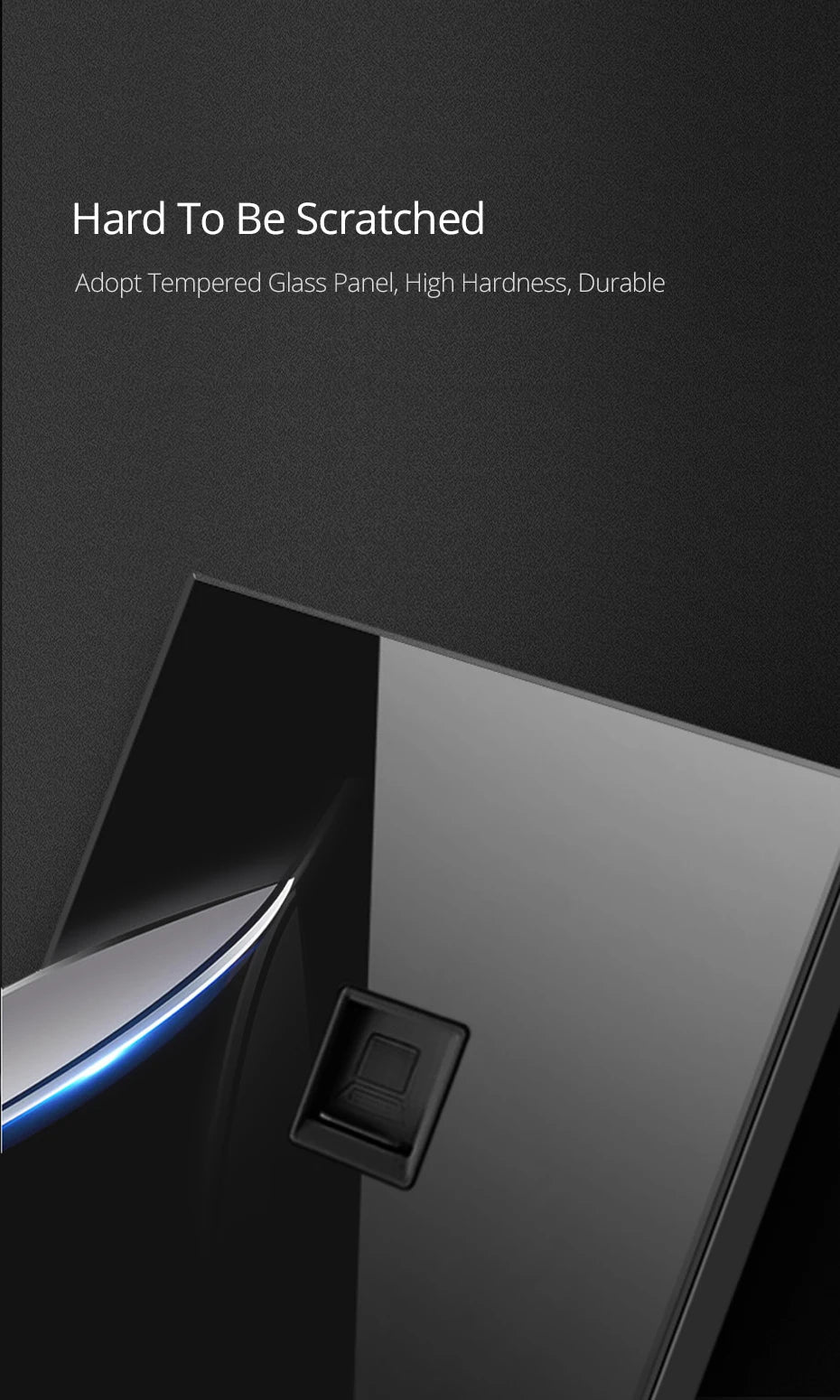 Wallpad zwart glazen schakelaar met ronde blauwe LED & stopcontact