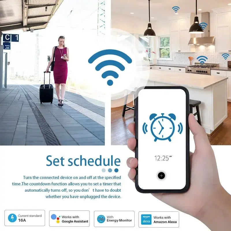 TUYA Smart Plug – WiFi/Zigbee EU Stopcontact, 16A/20A, Energiemeter, Spraakbesturing