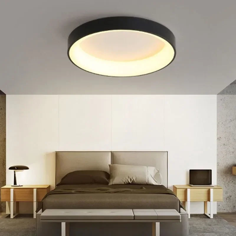 Nordic moderne ronde LED plafondlamp – zwart, wit of grijs.