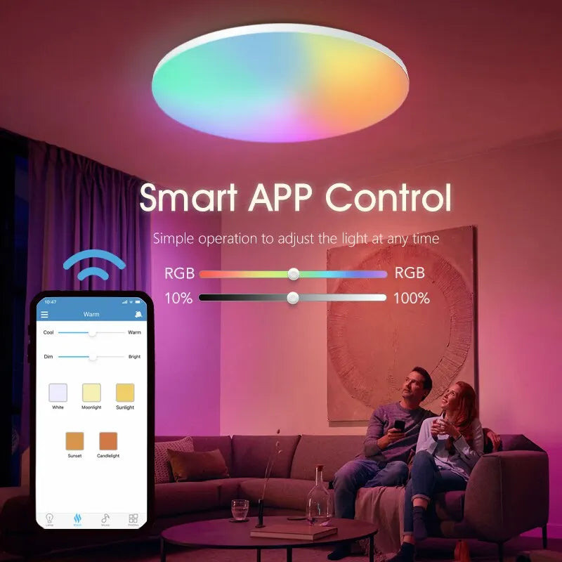 BENEWTON Slimme RGB & CCT LED Plafondlamp – App-bediening & Afstandsbediening (18–54W)