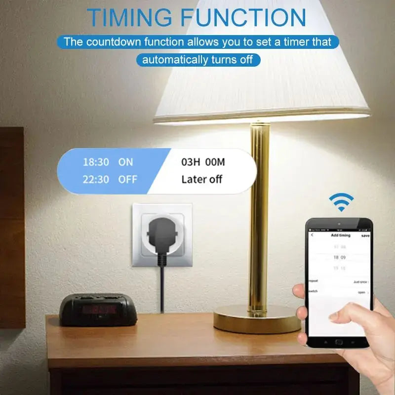 TUYA Smart Plug – WiFi/Zigbee EU Stopcontact, 16A/20A, Energiemeter, Spraakbesturing