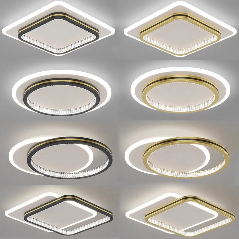 Moderne LED plafondlamp met kristallen lampenkap – rond of vierkant