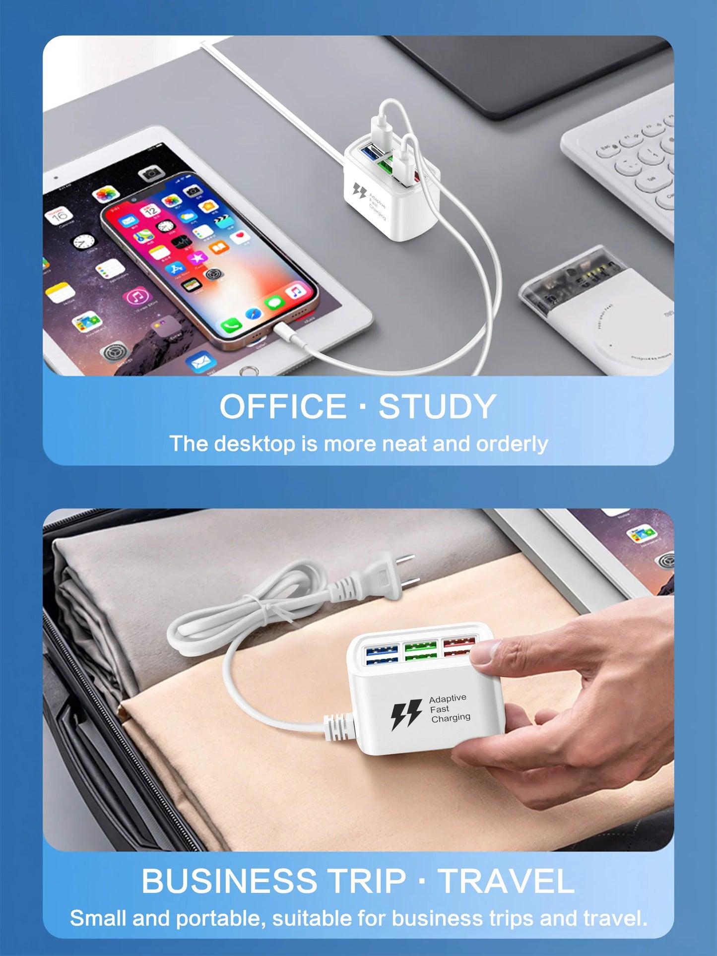 USB Power Strip Phone Charger Universal Adapter MultiPort Head Socket EU Plug Wall Charger For Iphone Xiaomi Socket HUB Splitter