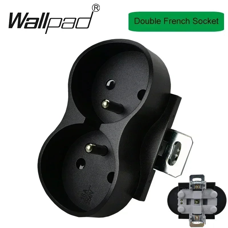 Wallpad Luxe Houten EU Stopcontact – Retro Schakelaar met USB, TV & Datapoort (110–250V)