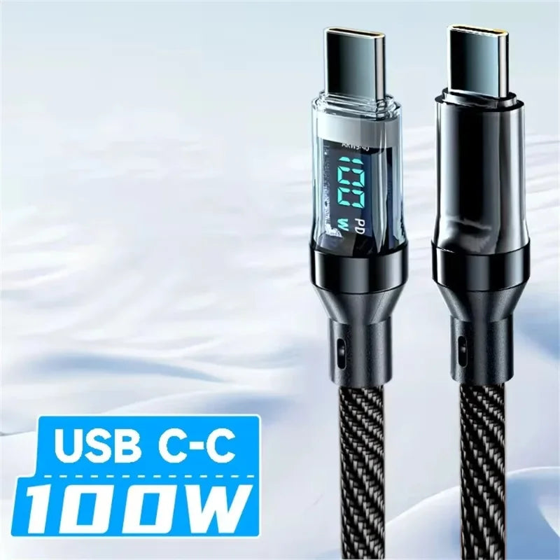 MAOYYE 120W Ultra-Fast Charging Type-C Kabel – met digitaal vermogensdisplay