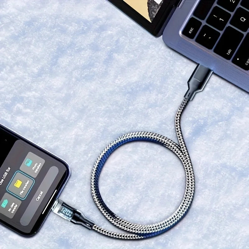 MAOYYE 120W Ultra-Fast Charging Type-C Kabel – met digitaal vermogensdisplay