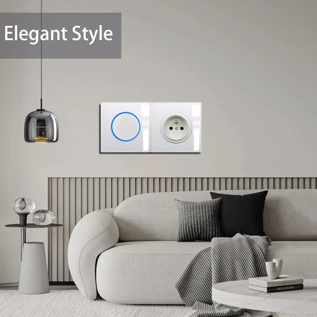 Wallpad Luxe Glazen Lichtschakelaar – 1/2/3/4-Gang Rond Design met LED-indicator (110–250V, 16A)