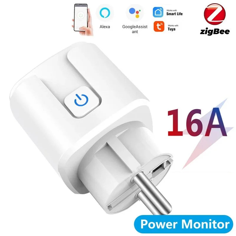 TUYA Smart Plug – WiFi/Zigbee EU Stopcontact, 16A/20A, Energiemeter, Spraakbesturing