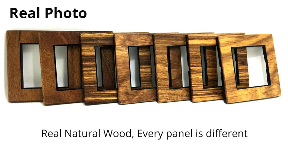Wallpad Luxe Houten EU Stopcontact – Retro Schakelaar met USB, TV & Datapoort (110–250V)