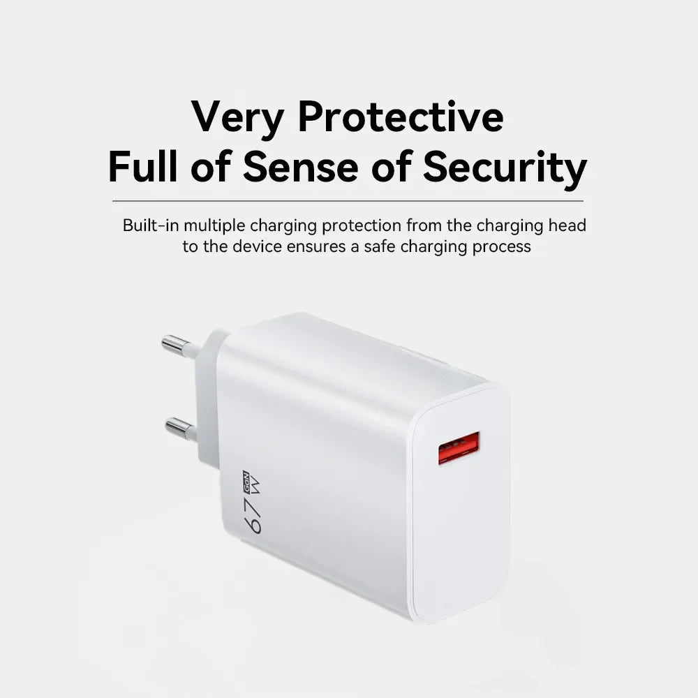 67W USB Fast Charger met 6A Type-C Kabel – Xiaomi, POCO & Redmi