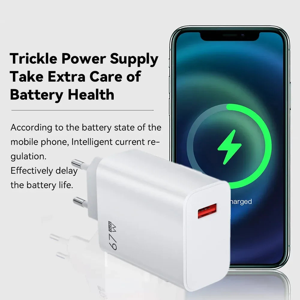 67W USB Fast Charger met 6A Type-C Kabel – Xiaomi, POCO & Redmi