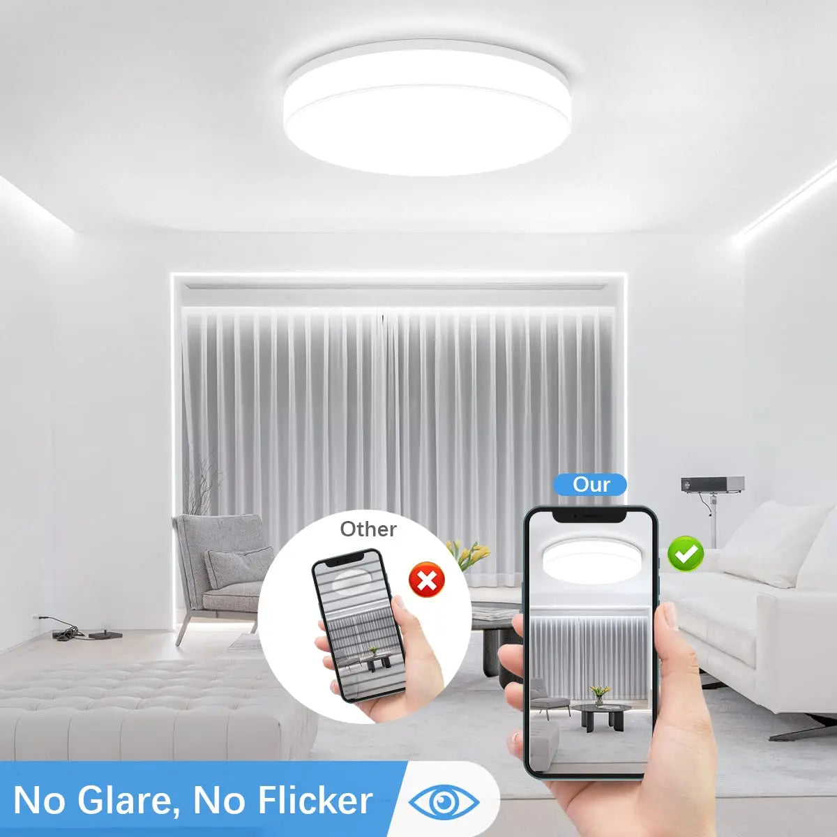 IRALAN Ultraslanke Ronde LED Plafondlamp – Minimalistisch Design, 18–48W, Wit Licht