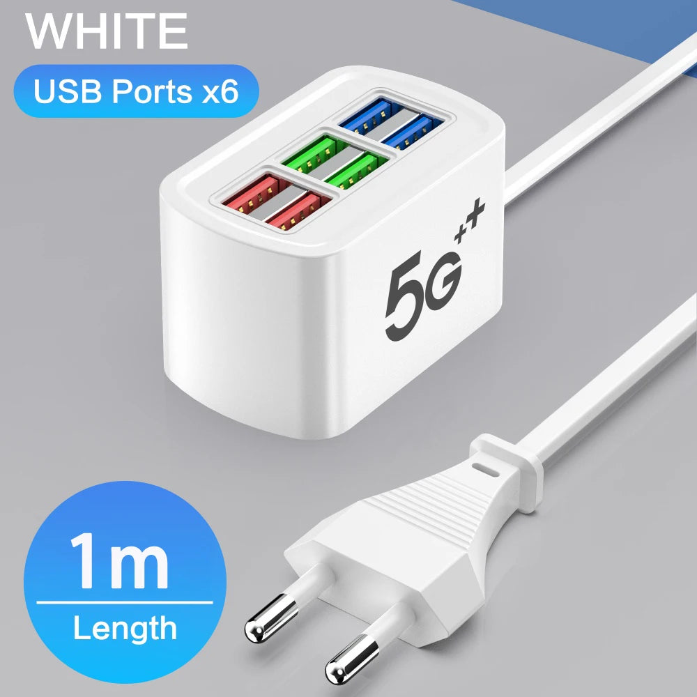 USB Power Strip Phone Charger Universal Adapter MultiPort Head Socket EU Plug Wall Charger For Iphone Xiaomi Socket HUB Splitter