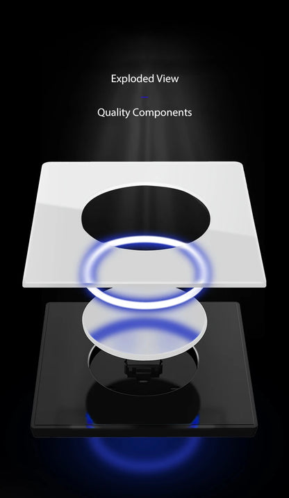 Wallpad Luxe Glazen Lichtschakelaar – 1/2/3/4-Gang Rond Design met LED-indicator (110–250V, 16A)