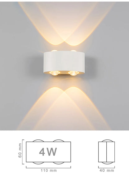 Up and Down LED Wall Lamp Waterproof IP65 Aluminium Interior Wall Light For Bedroom Living Room Corridor Indoor Outdoor Lighting