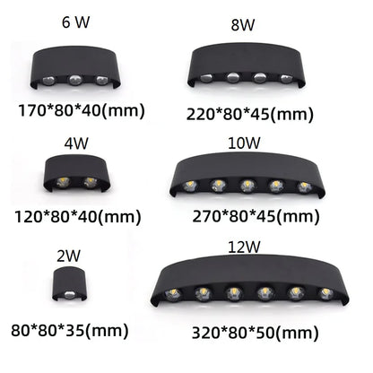 Up and Down LED Wall Lamp Waterproof IP65 Aluminium Interior Wall Light For Bedroom Living Room Corridor Indoor Outdoor Lighting