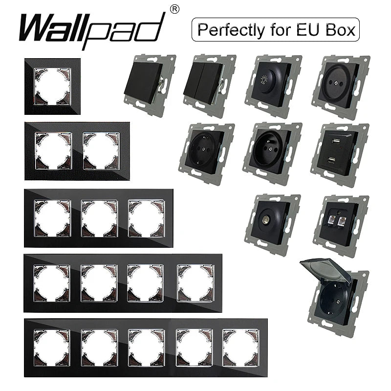 Wallpad zwart kristalglas schakelaar 1–3 gang – LED-indicator & 2‑weg