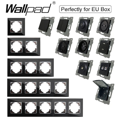 Wallpad zwart kristalglas schakelaar 1–3 gang – LED-indicator & 2‑weg