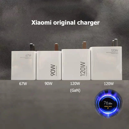 120W Xiaomi Charger Original Turbo Hyper Charge Fast Gan Charging Cable EU US Power Adapter Mi 13T Redmi Note 13 12 Pro+
