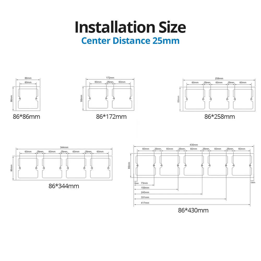 Wallpad roestvrijstalen schakelaarpaneel – modulair 52×52 mm