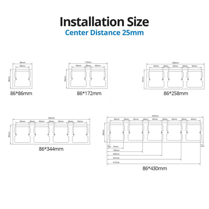 Wallpad roestvrijstalen schakelaarpaneel – modulair 52×52 mm
