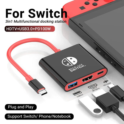 Game Dock 4K HDMI USB-C Hub – draagbaar dockingstation voor laptop, pc & Nintendo Switch