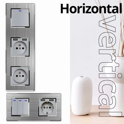 Wallpad roestvrijstalen schakelaarpaneel – modulair 52×52 mm