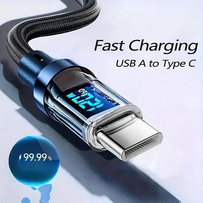 MAOYYE 120W Ultra-Fast Charging Type-C Kabel – met digitaal vermogensdisplay
