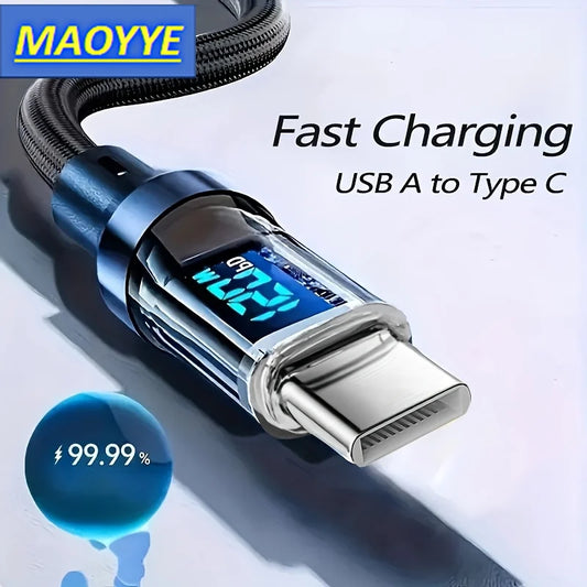 MAOYYE 120W Ultra-Fast Charging Type-C Kabel – met digitaal vermogensdisplay