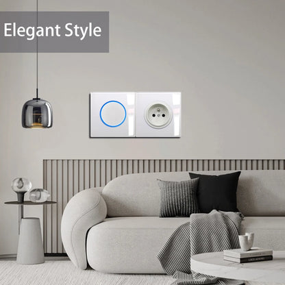 Wallpad Luxe Glazen Lichtschakelaar – 1/2/3/4-Gang Rond Design met LED-indicator (110–250V, 16A)