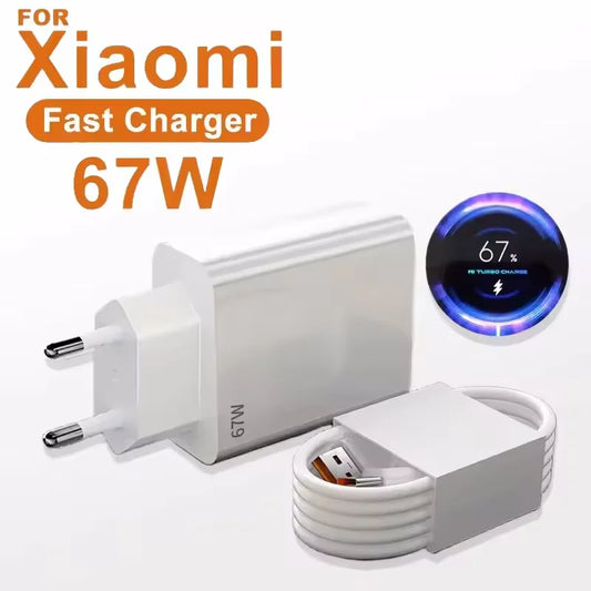 67W USB Fast Charger met 6A Type-C Kabel – Xiaomi, POCO & Redmi