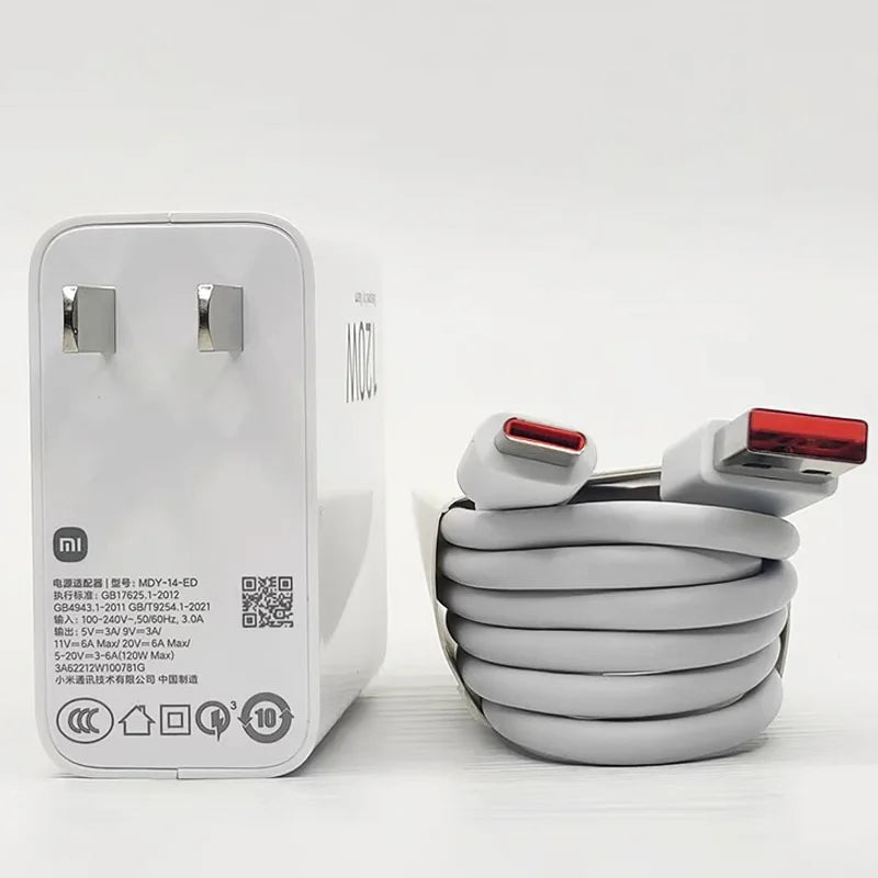 120W Xiaomi Charger Original Turbo Hyper Charge Fast Gan Charging Cable EU US Power Adapter Mi 13T Redmi Note 13 12 Pro+