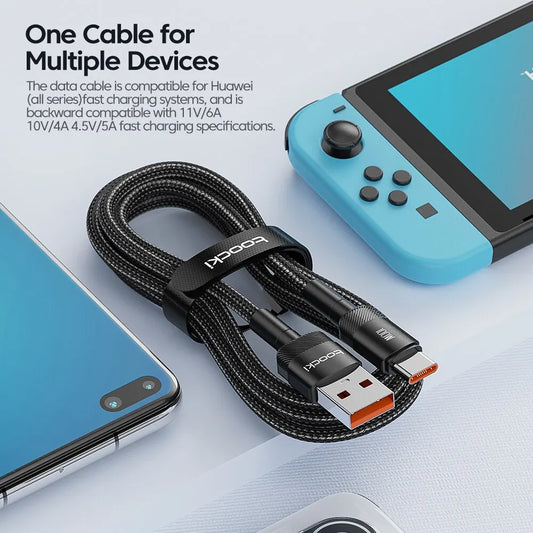 Toocki USB Type-C Snellaadkabel – 6A Fast Charging voor iPhone, Samsung, Huawei & meer