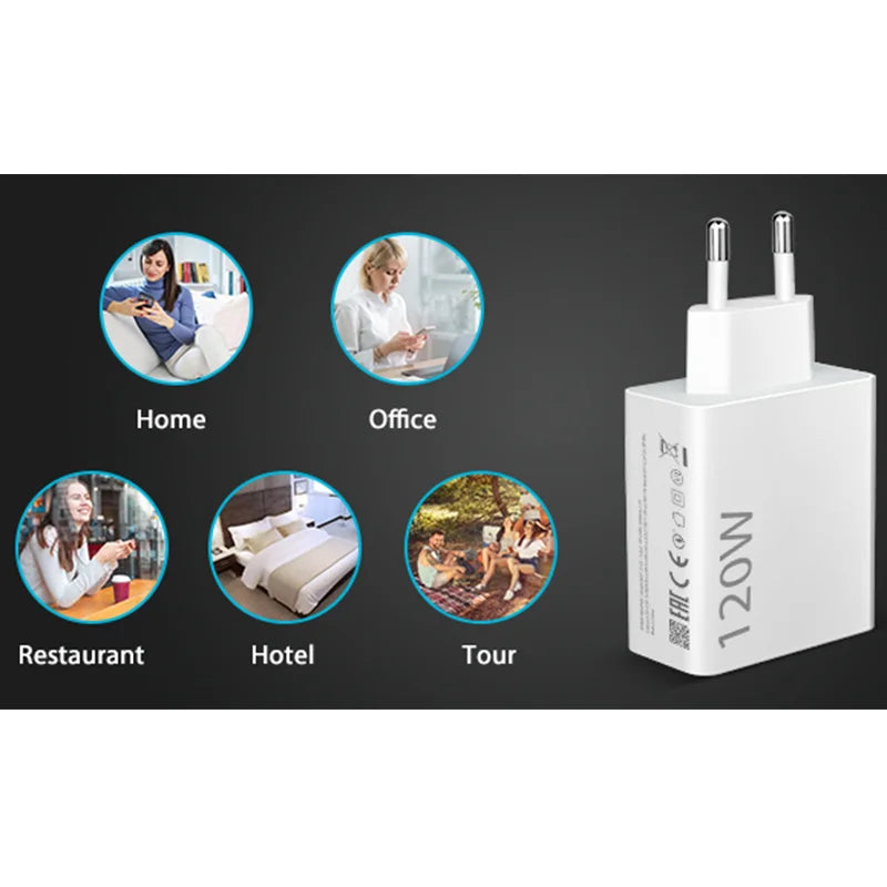 120W Xiaomi Charger Original Turbo Hyper Charge Fast Gan Charging Cable EU US Power Adapter Mi 13T Redmi Note 13 12 Pro+