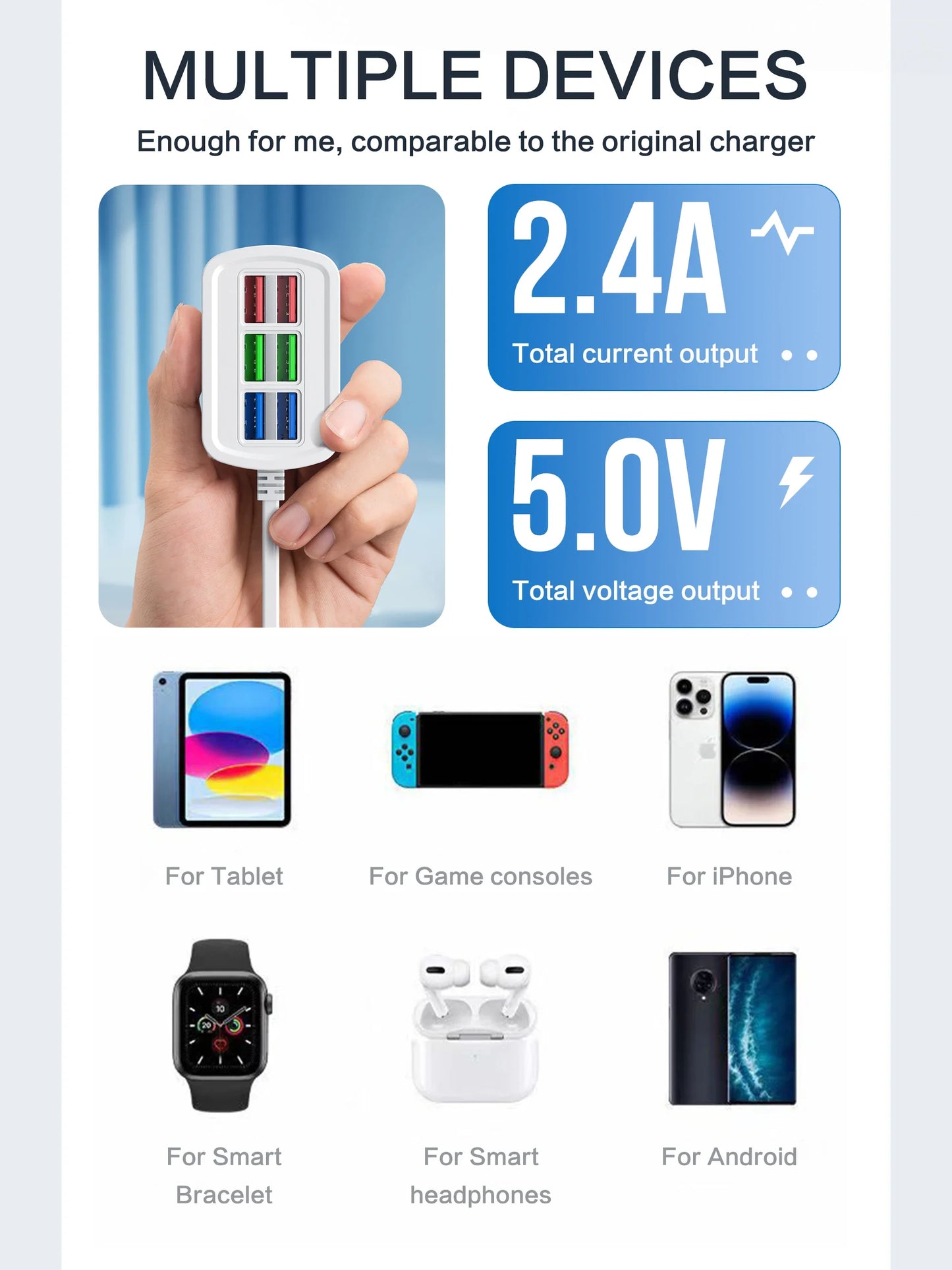 USB Power Strip Phone Charger Universal Adapter MultiPort Head Socket EU Plug Wall Charger For Iphone Xiaomi Socket HUB Splitter
