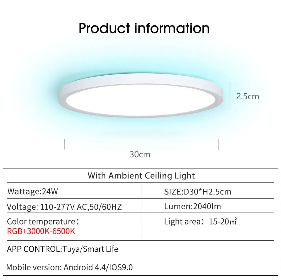BENWETON TUYA slimme RGB LED plafondlamp – app- en spraakbesturing