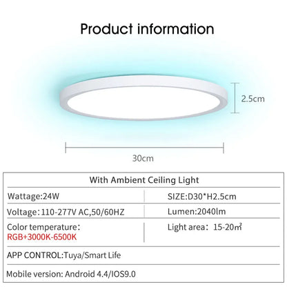 BENWETON TUYA slimme RGB LED plafondlamp – app- en spraakbesturing