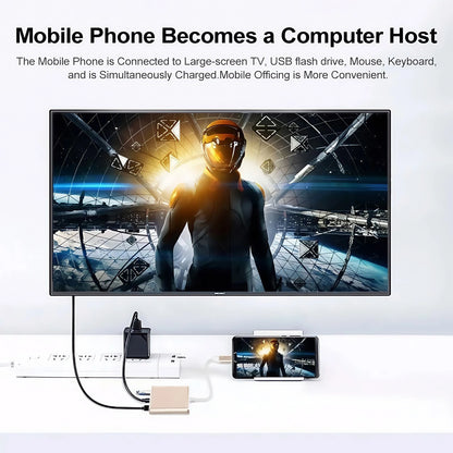 USB-C Hub Adapter 3-in-1 – 4K HDMI, USB 3.0 & Oplaadpoort – Geschikt voor MacBook & Laptops
