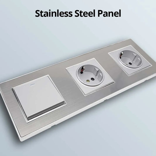 Wallpad roestvrijstalen schakelaarpaneel – modulair 52×52 mm