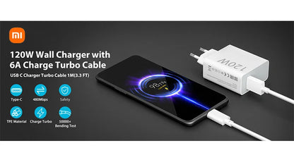 120W Xiaomi Charger Original Turbo Hyper Charge Fast Gan Charging Cable EU US Power Adapter Mi 13T Redmi Note 13 12 Pro+