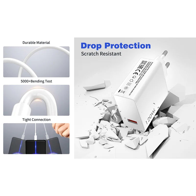 120W Xiaomi Charger Original Turbo Hyper Charge Fast Gan Charging Cable EU US Power Adapter Mi 13T Redmi Note 13 12 Pro+